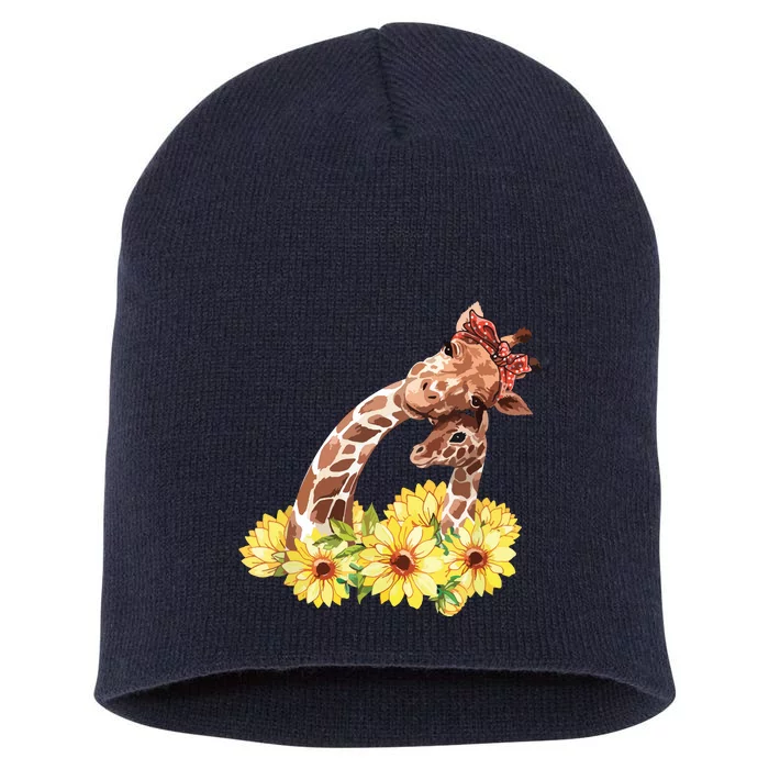 Mom Sunflower Gift Safari Africa Animal Giraffe Short Acrylic Beanie