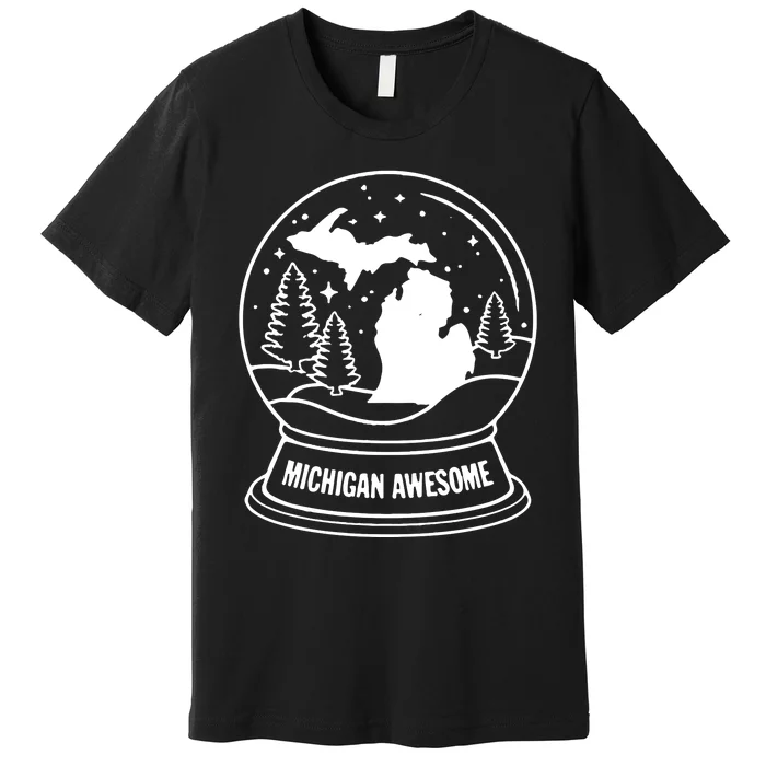 Michigan Snow Globe Premium T-Shirt