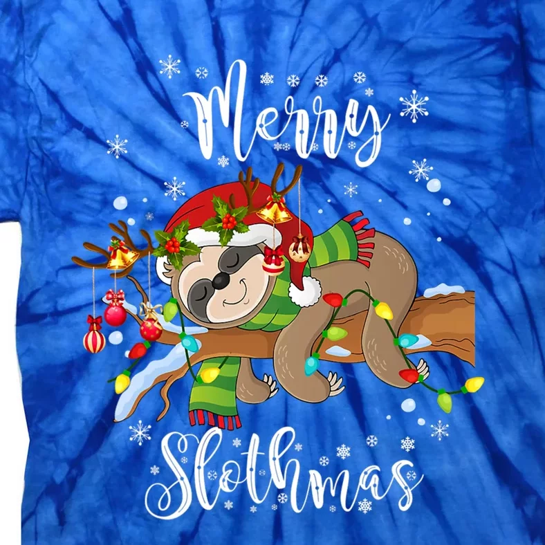 Merry Slothmas Gift Christmas Funny Cute Sloth Gift Tie-Dye T-Shirt