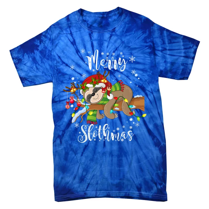 Merry Slothmas Gift Christmas Funny Cute Sloth Gift Tie-Dye T-Shirt