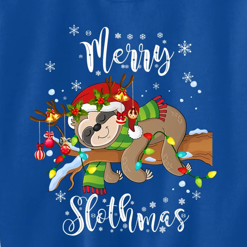 Merry Slothmas Gift Christmas Funny Cute Sloth Gift Kids Sweatshirt