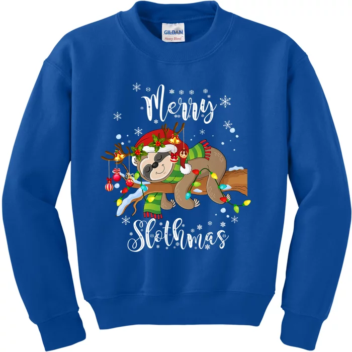 Merry Slothmas Gift Christmas Funny Cute Sloth Gift Kids Sweatshirt