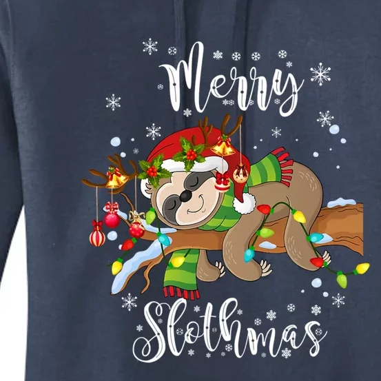 Merry Slothmas Gift Christmas Funny Cute Sloth Gift Women's Pullover Hoodie