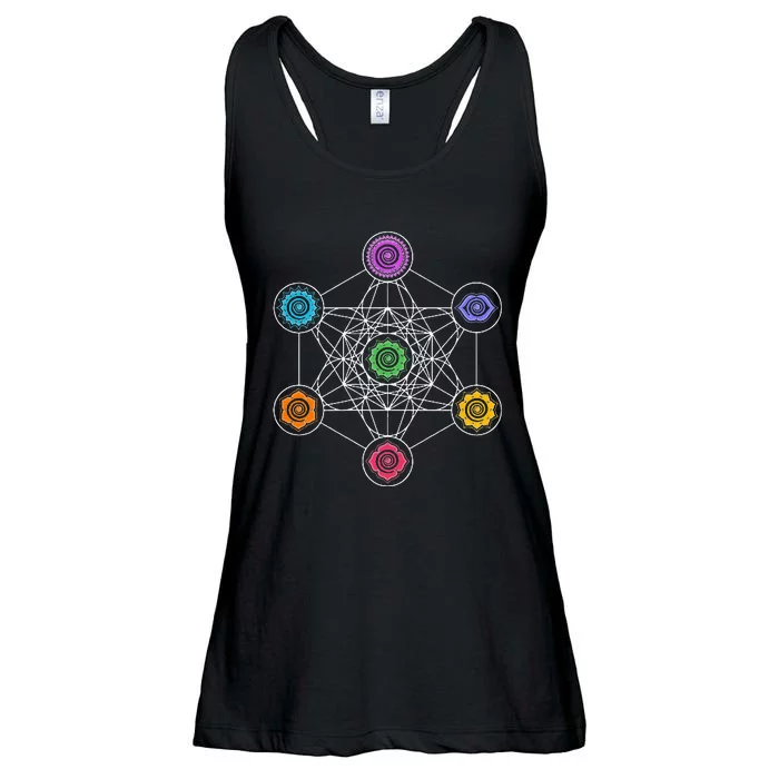 Metatronscube Sacred Geometry Chakra Yoga Symbol 4d Ladies Essential Flowy Tank