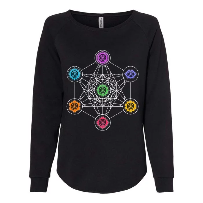 Metatronscube Sacred Geometry Chakra Yoga Symbol 4d Womens California Wash Sweatshirt