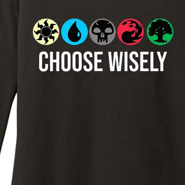 Mana Symbols Gathering Magic Choose Wisely Blue Red Green Womens CVC Long Sleeve Shirt