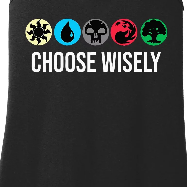 Mana Symbols Gathering Magic Choose Wisely Blue Red Green Ladies Essential Tank