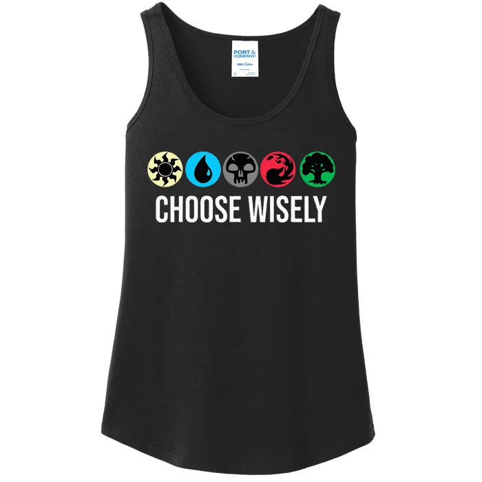 Mana Symbols Gathering Magic Choose Wisely Blue Red Green Ladies Essential Tank