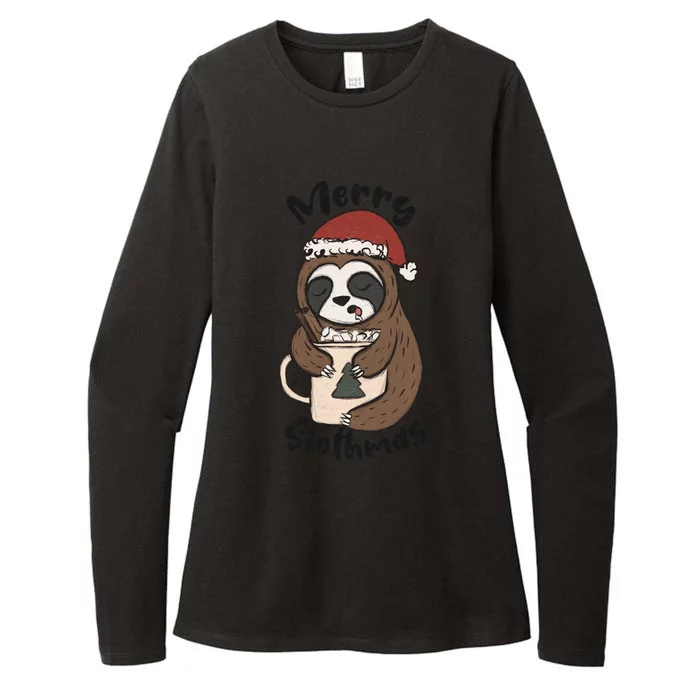 Merry Slothmas Great Gift Sloth Lover Funny Christmas Costume Gift Womens CVC Long Sleeve Shirt