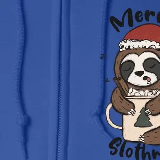 Merry Slothmas Great Gift Sloth Lover Funny Christmas Costume Gift Full Zip Hoodie