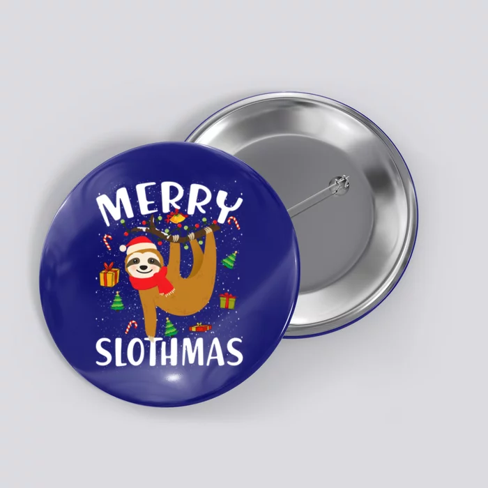 Merry Slothmas Great Gift Christmas Pajama For Sloth Lovers Gift Button