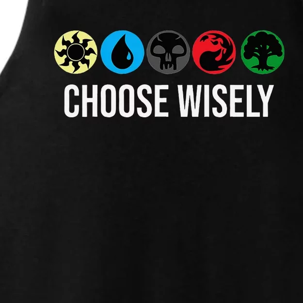 M.A.N.A Symbols Gathering Magic Choose Wisely Blue Red Green Ladies Tri-Blend Wicking Tank