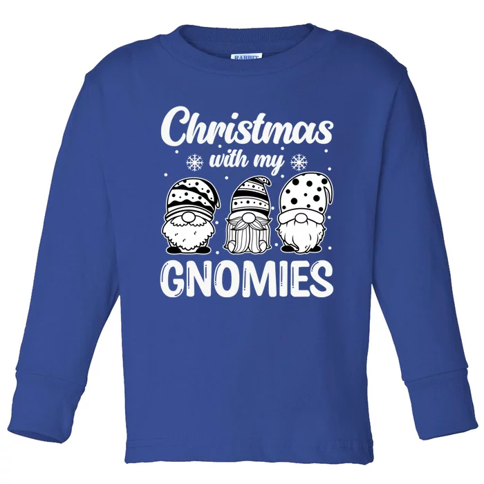 Merry Santa Hat Christmas With My Gnomies Gift Toddler Long Sleeve Shirt