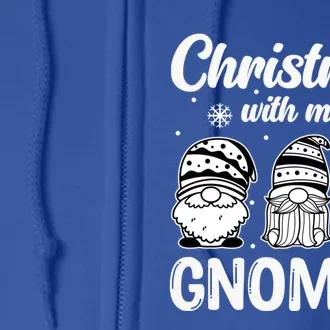 Merry Santa Hat Christmas With My Gnomies Gift Full Zip Hoodie