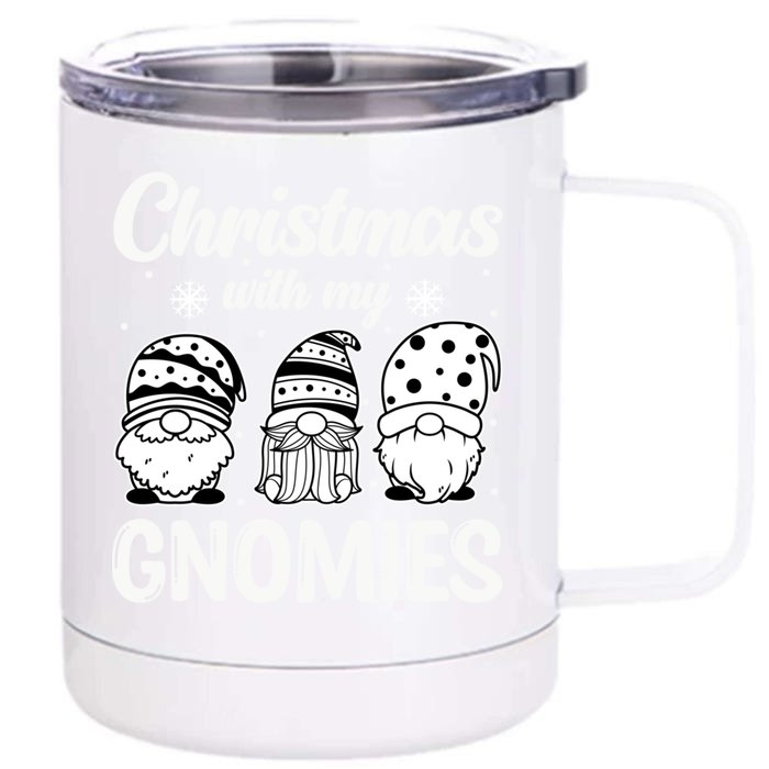 Merry Santa Hat Christmas With My Gnomies Gift Front & Back 12oz Stainless Steel Tumbler Cup