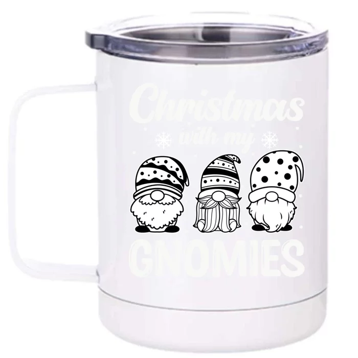 Merry Santa Hat Christmas With My Gnomies Gift Front & Back 12oz Stainless Steel Tumbler Cup