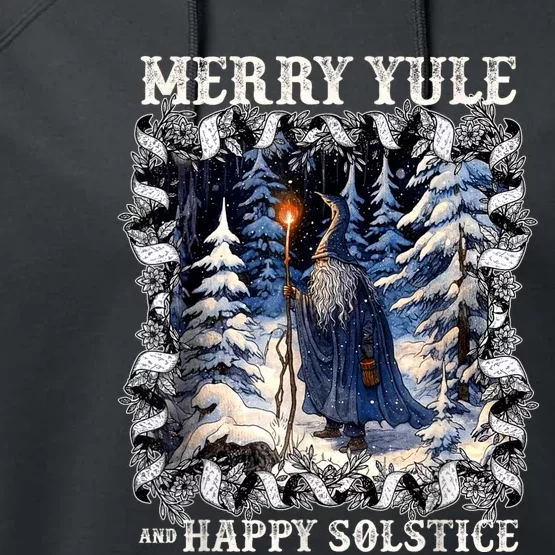 Merry Solstice Happy Yule Christmas Bird Nordic Xmas Graphic Performance Fleece Hoodie