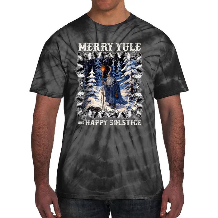 Merry Solstice Happy Yule Christmas Bird Nordic Xmas Graphic Tie-Dye T-Shirt