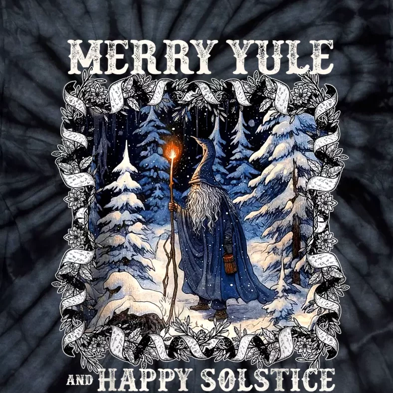 Merry Solstice Happy Yule Christmas Bird Nordic Xmas Graphic Tie-Dye T-Shirt