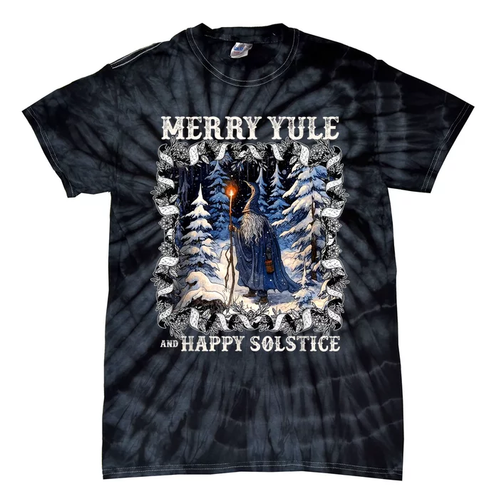 Merry Solstice Happy Yule Christmas Bird Nordic Xmas Graphic Tie-Dye T-Shirt