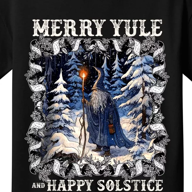 Merry Solstice Happy Yule Christmas Bird Nordic Xmas Graphic Kids T-Shirt