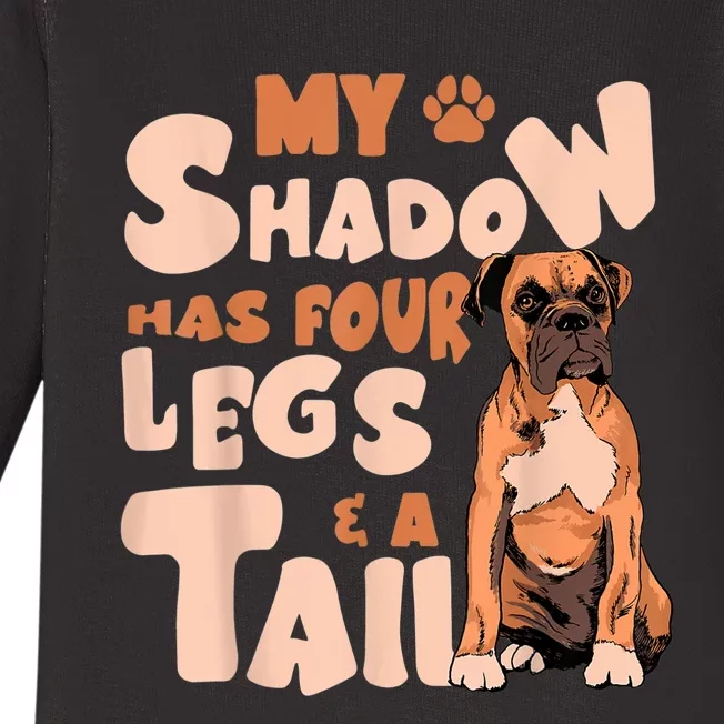 My Shadow Has Four Legs And A Tail American Bulldog Dog Baby Long Sleeve Bodysuit