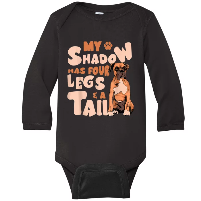 My Shadow Has Four Legs And A Tail American Bulldog Dog Baby Long Sleeve Bodysuit