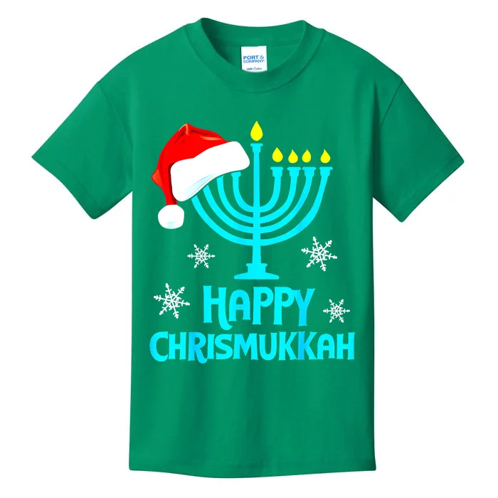 Menorah Santa Hat Chanukah Hanukkah Jewish Christmas Pajama Kids T-Shirt