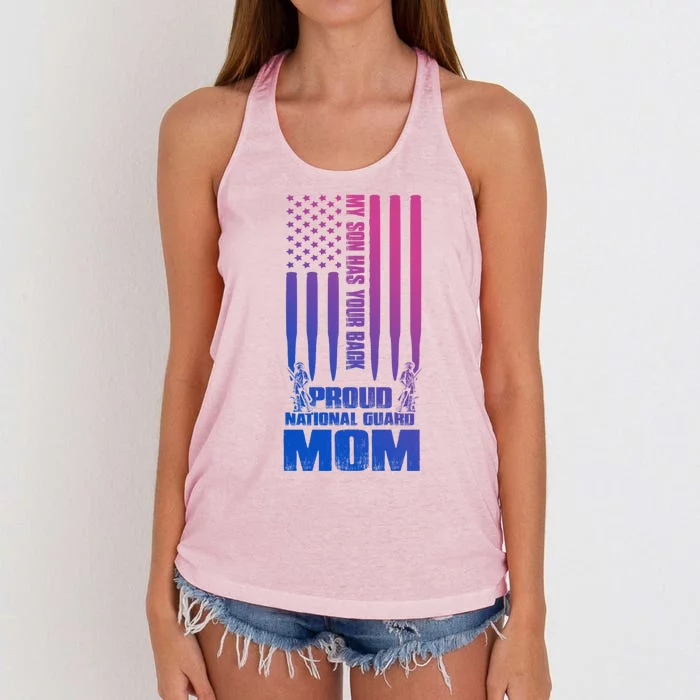 My Son Has Your Back Proud National Guard Mom Army Mom Gift Women's Knotted Racerback Tank