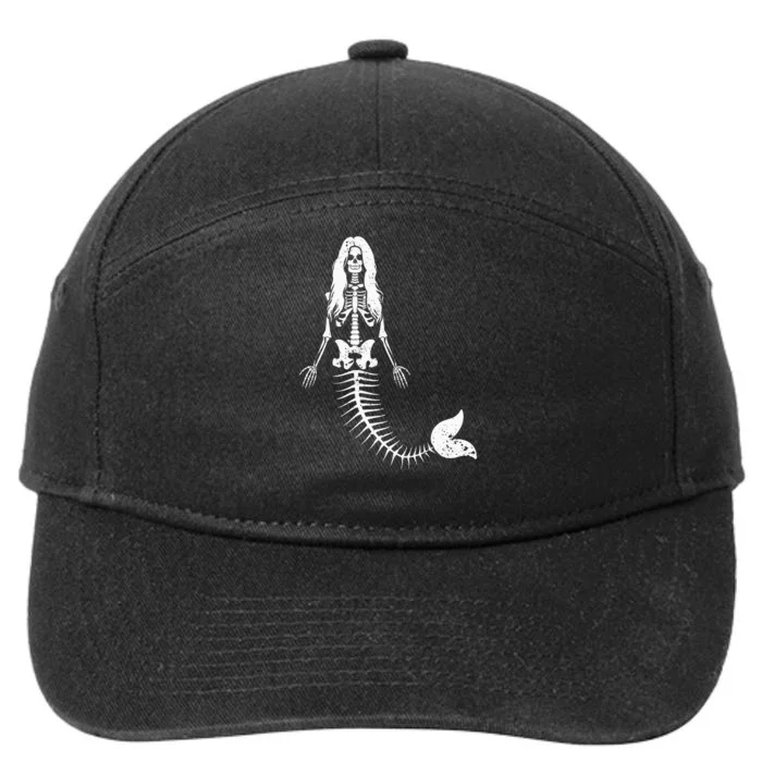 Mermaid Skeleton Halloween Funny Spooky Scary Swimming 7-Panel Snapback Hat