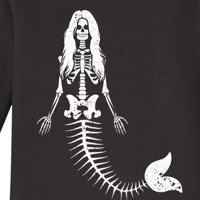 Mermaid Skeleton Halloween Funny Spooky Scary Swimming Baby Long Sleeve Bodysuit