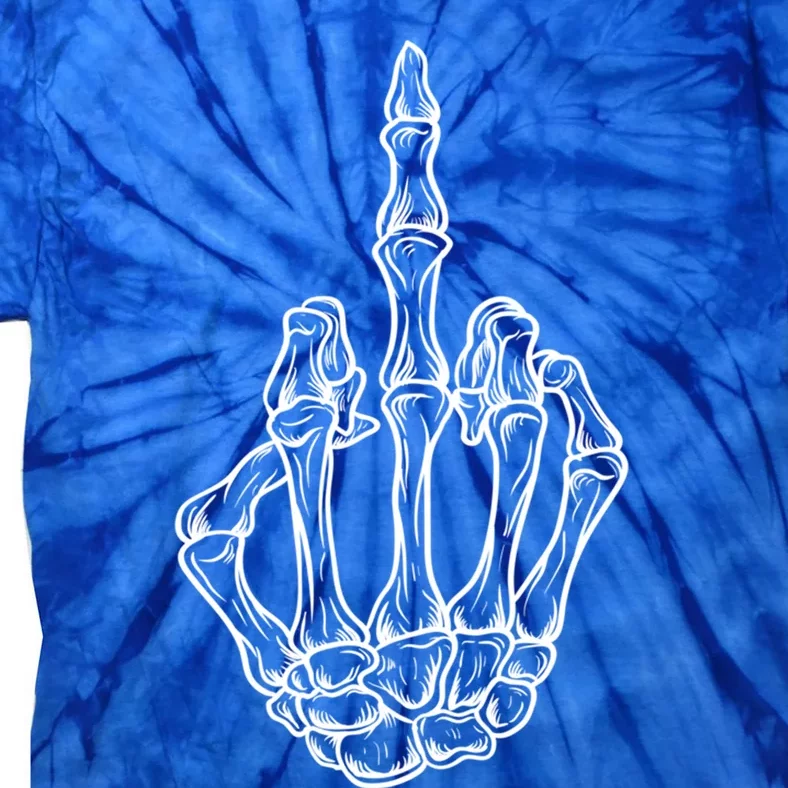 Middlefinger Skeleton Hand Halloween Bones Middle Finger Cool Gift Tie-Dye T-Shirt