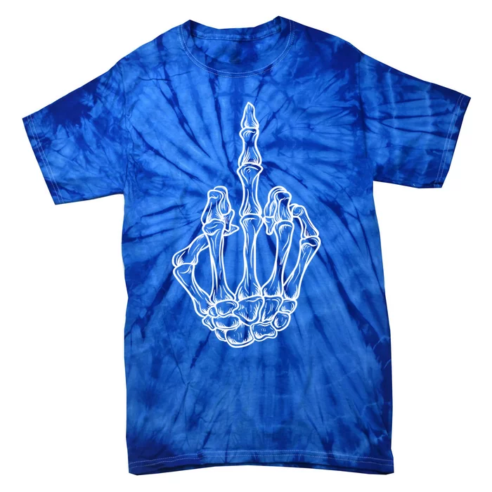 Middlefinger Skeleton Hand Halloween Bones Middle Finger Cool Gift Tie-Dye T-Shirt