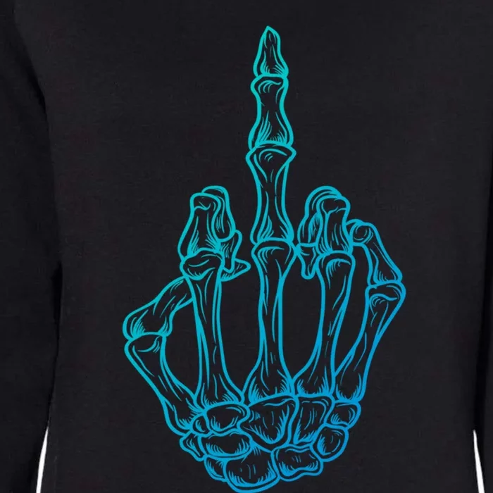 Middlefinger Skeleton Hand Halloween Bones Middle Finger Cool Gift Womens California Wash Sweatshirt