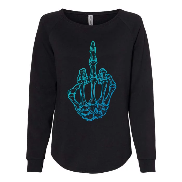 Middlefinger Skeleton Hand Halloween Bones Middle Finger Cool Gift Womens California Wash Sweatshirt