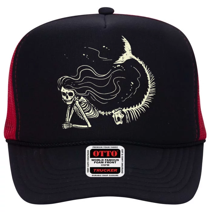 Mermaid Skeleton Halloween Costume High Crown Mesh Trucker Hat