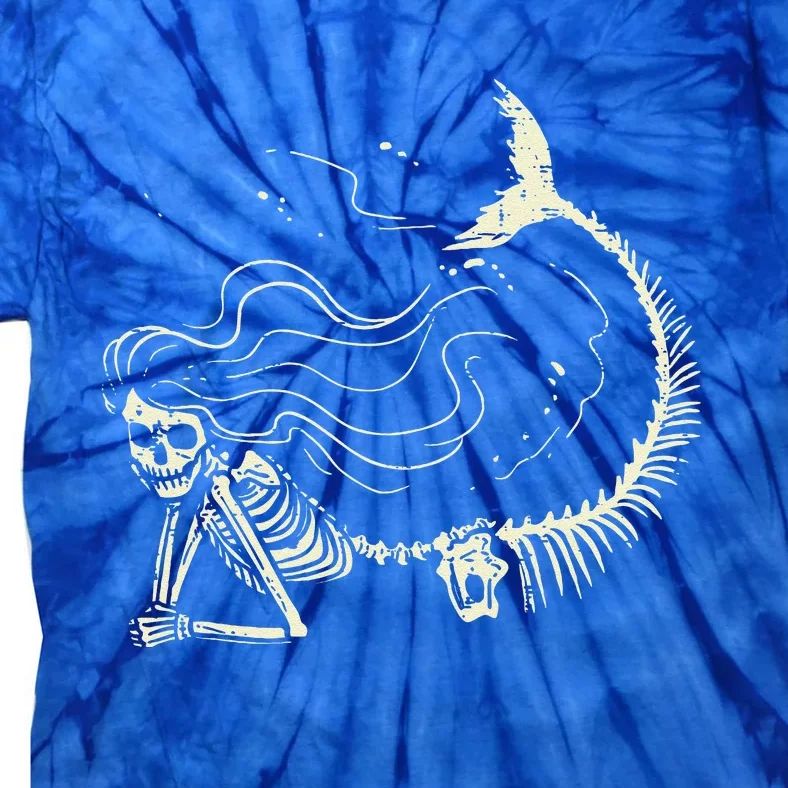 Mermaid Skeleton Halloween Costume Tie-Dye T-Shirt