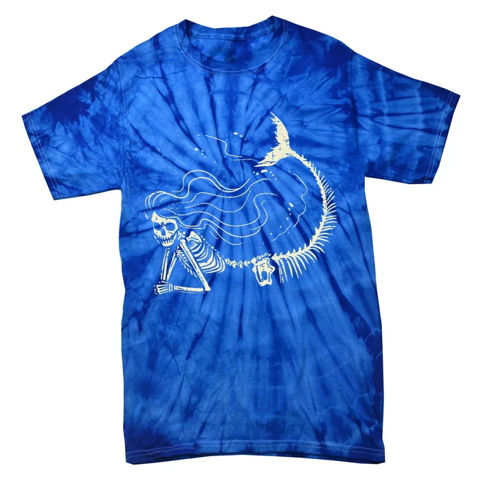 Mermaid Skeleton Halloween Costume Tie-Dye T-Shirt