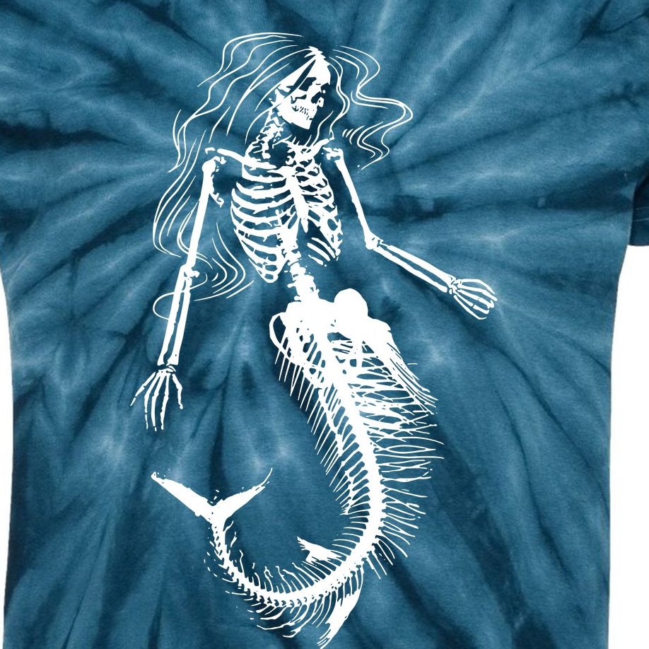 Mermaid Skeleton Halloween Costume Women Girls Kids Tie-Dye T-Shirt