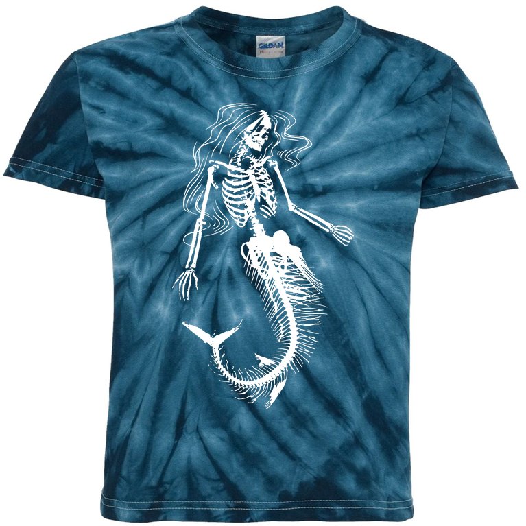 Mermaid Skeleton Halloween Costume Women Girls Kids Tie-Dye T-Shirt