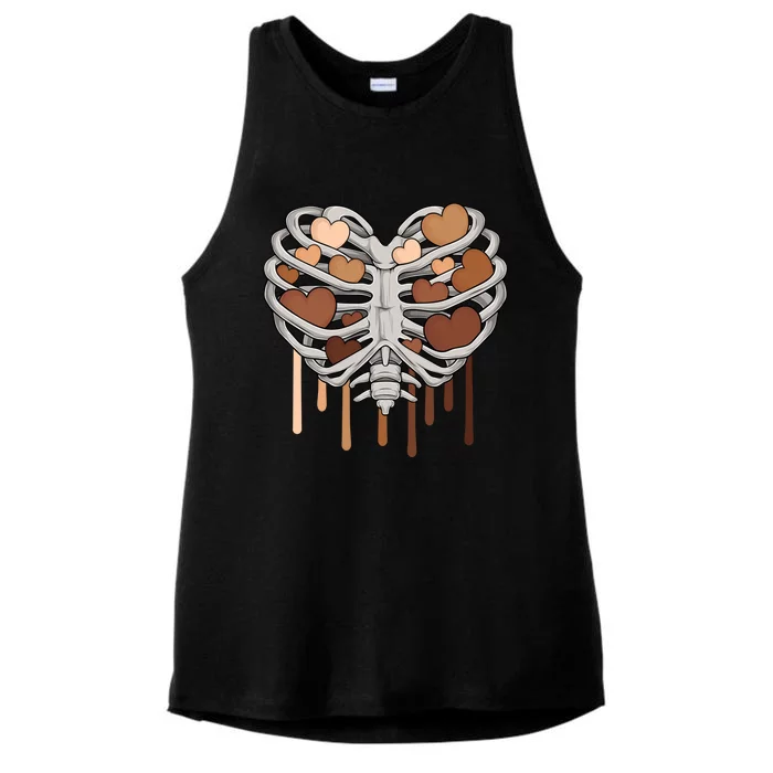 Melanin Skin Hearts Shaped Black History Juneteenth 1865 Great Gift Ladies Tri-Blend Wicking Tank