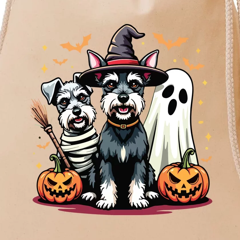 Miniature Schnauzer Halloween Costume Mummy Witch Ghost Dog Drawstring Bag