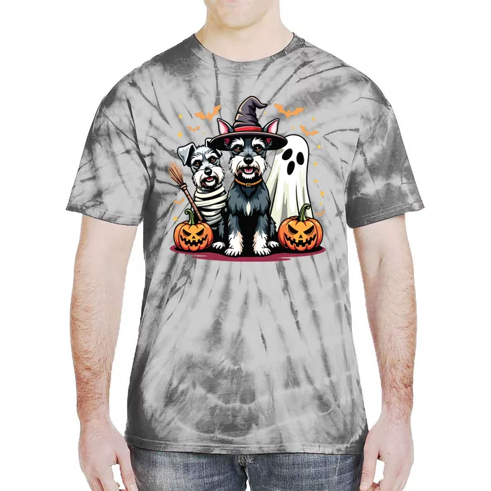 Miniature Schnauzer Halloween Costume Mummy Witch Ghost Dog Tie-Dye T-Shirt