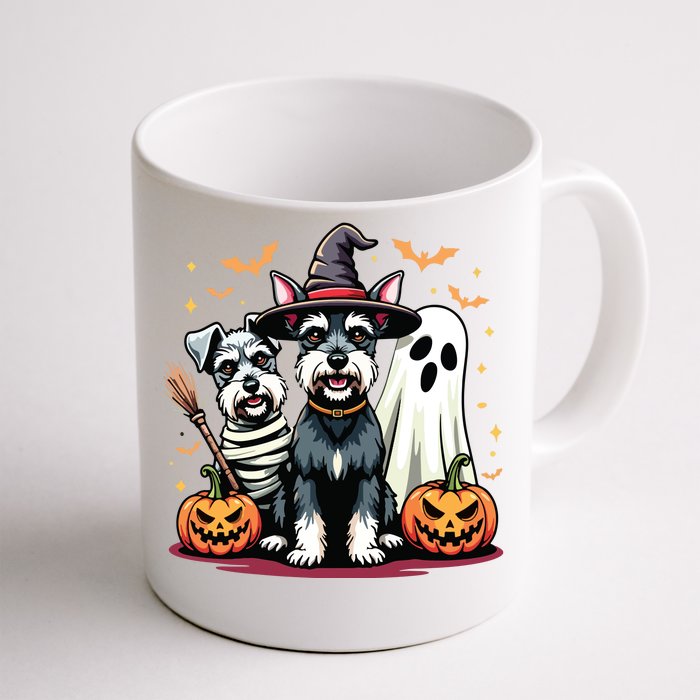 Miniature Schnauzer Halloween Costume Mummy Witch Ghost Dog Front & Back Coffee Mug