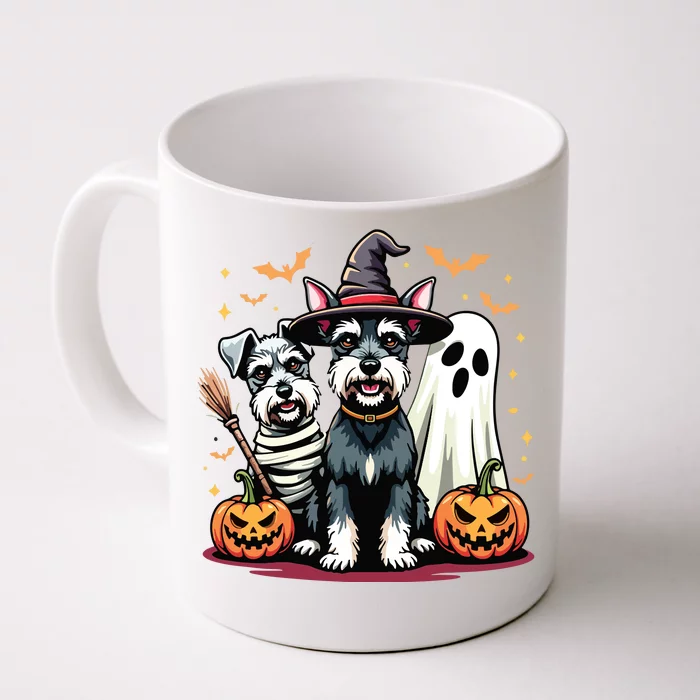 Miniature Schnauzer Halloween Costume Mummy Witch Ghost Dog Front & Back Coffee Mug