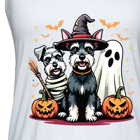 Miniature Schnauzer Halloween Costume Mummy Witch Ghost Dog Ladies Essential Flowy Tank