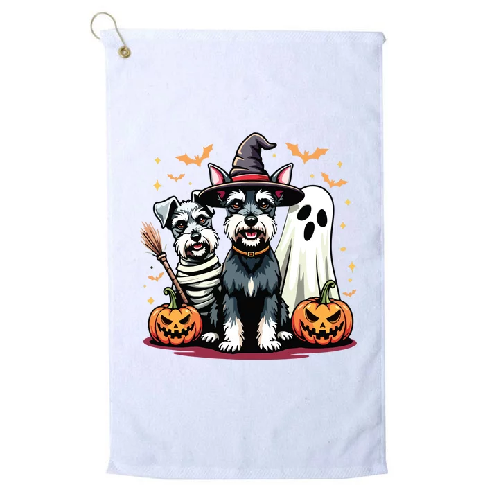 Miniature Schnauzer Halloween Costume Mummy Witch Ghost Dog Platinum Collection Golf Towel