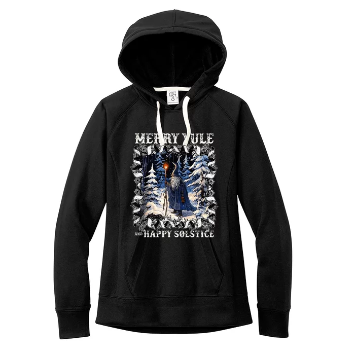 Merry Solstice Happy Yule Christmas Bird Nordic Xmas Women's Fleece Hoodie