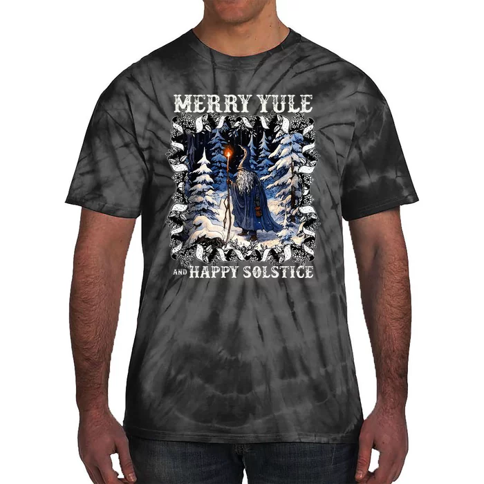 Merry Solstice Happy Yule Christmas Bird Nordic Xmas Tie-Dye T-Shirt