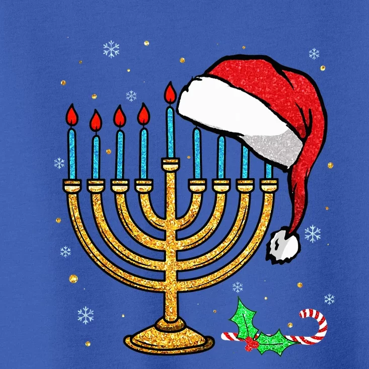 Menorah Santa Hat Chanukah Hanukkah Jewish Christmas Pajama Toddler T-Shirt